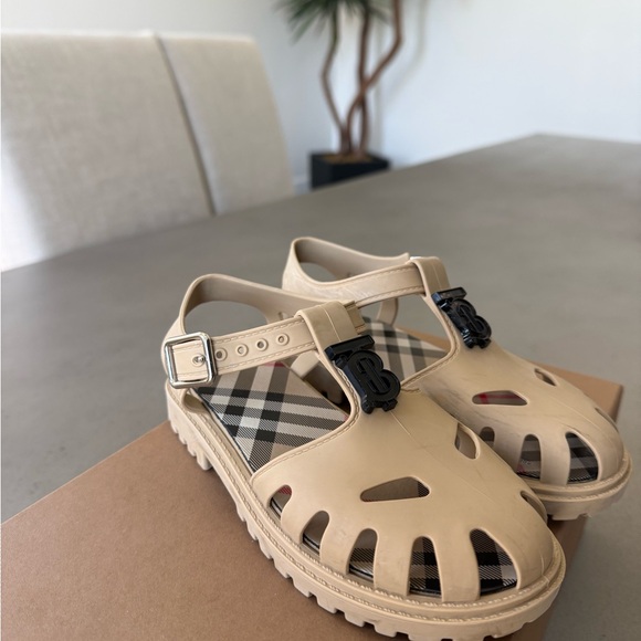 Burberry Other - Burberry Kids Tan Logo Clog Sandals